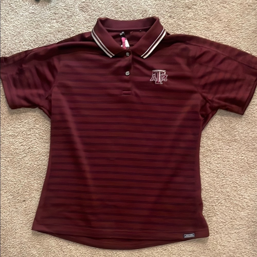 Maroon Texas A&M Golf Jersey with White Collar